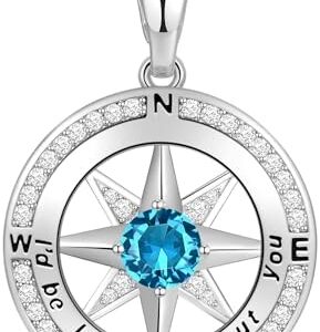 Peeshow Gifts for Women Wife-Compass Turquoise Birthstone Necklace Gift for Wife Birthday Wedding Anniversary Women Jewelry for Her Girlfriend S925 Sterling Silver December : Clothing, Shoes & Jewelry