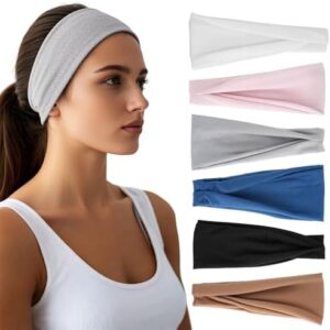Headbands for Women - 6 Pack Wide Elastic Hair Bands | Stretchy Sweatbands Hair Bands | Soft Sports Thin Head Bands | Non-Slip Accessories Bands for Fashion, Washing Face, Workouts, Yoga, Daily Use : Clothing, Shoes & Jewelry