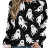ZOCAVIA Women's Western Aztec Sweatshirts Fashion Casual Vintage Ethnic Graphic Crewneck Long Sleeve Pullover Tops Fall Winter Country Cowboy Y2K T Shirts Oversized Halloween Ghost White Black 3XL : Clothing, Shoes & Jewelry